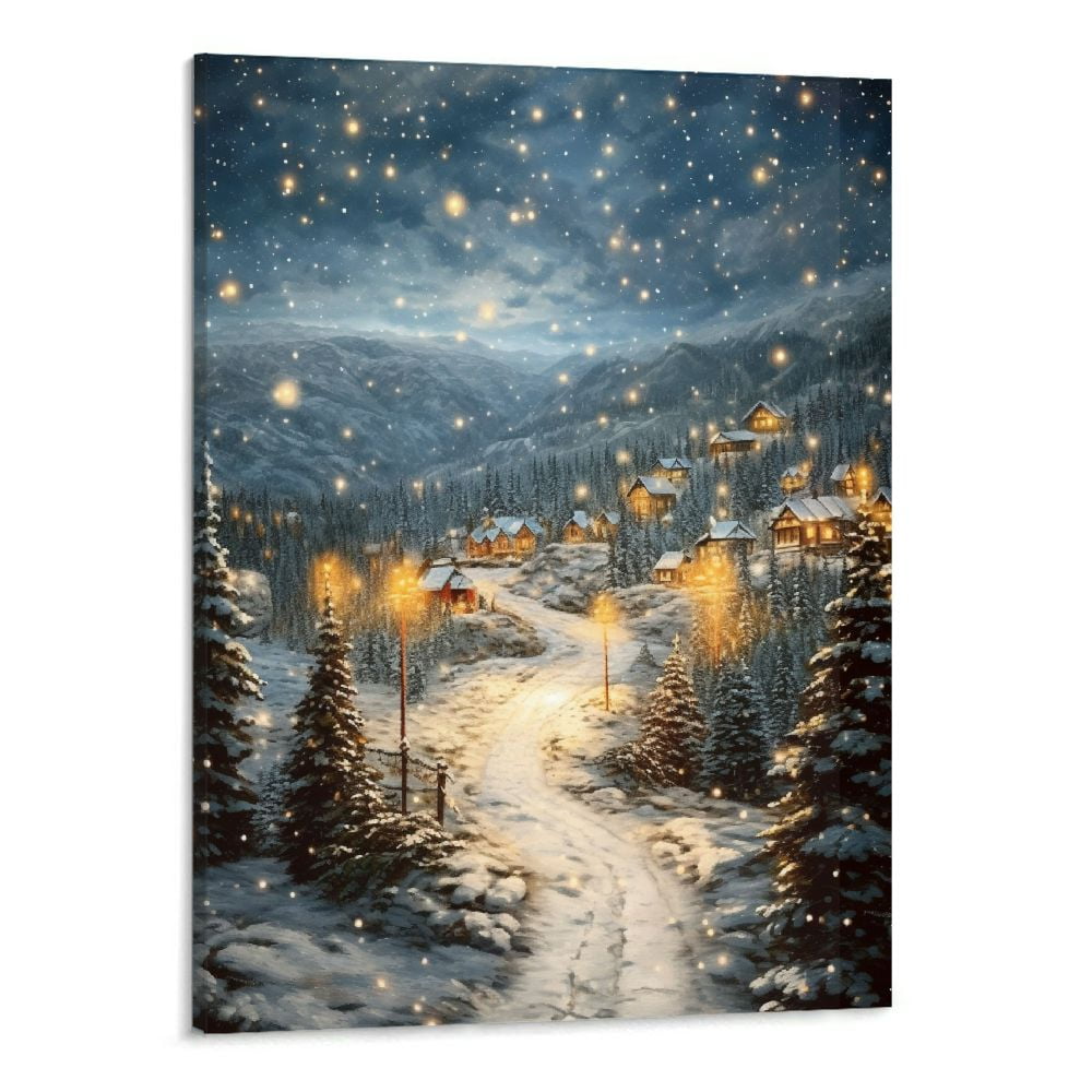 Christmas LED Wall Canvas Art Home Decor, Light Up Battery Operated