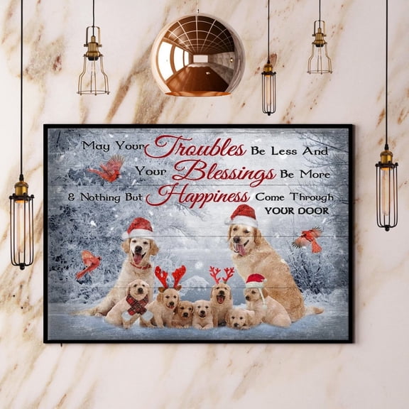 Christmas Labrador Dog Cardinal Blessings Be More Winter Santa Hat Happy Time Horizontal Paper Poster No Frame 11 x 17 Inch Poster