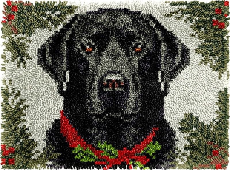Labrador Hand Hooked Rug Christmas Labrador Dog Easy DIY Latch Hook Rug Kits DIY Tapestry ...