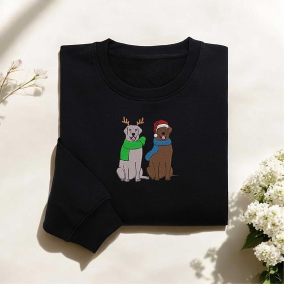 Christmas Labrador Retriever Couple Embroidered Sweatshirt