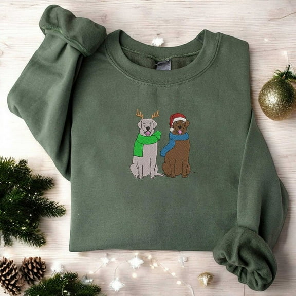 Christmas Labrador Retriever Couple Embroidered Sweatshirt