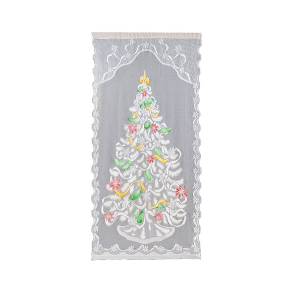 Christmas Lace Curtain – 78"x39" Snowman Pattern Polyester Window Panel for Christmas Decor – Sheer Holiday Drapes for Living Room, Doorway, or Party Background