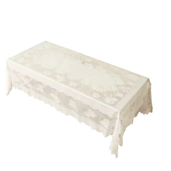 Christmas Lace Tablecloth for Dining Table Holiday Decor Home Celebration Party Decoration Festive Table Cover Seasonal Use