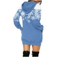 thumbnail image 1 of Christmas Ladies Hoodie Dress Fashionable Printed Sweatshirt with Bag Pocket Evening Wear Cozy Winter Outfit, 1 of 2