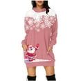 thumbnail image 1 of Christmas Ladies Hoodie Dress Fashionable Printed Sweatshirt with Bag Pocket Evening Wear Cozy Winter Outfit, 1 of 1
