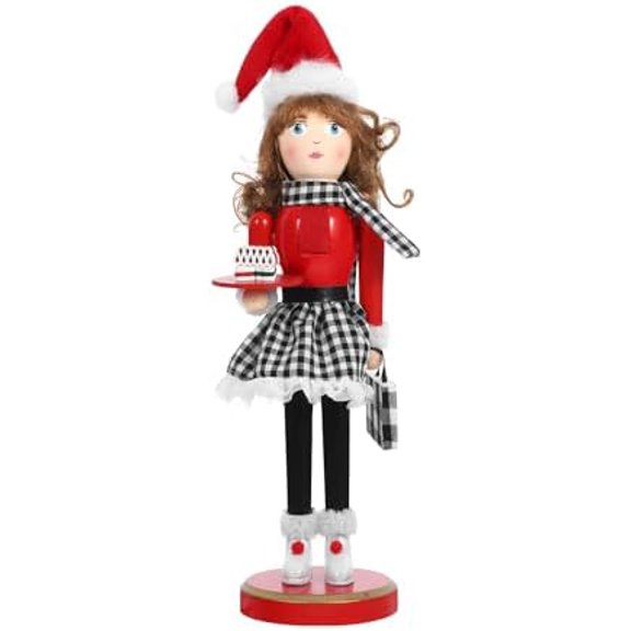 Christmas Lady Nutcracker Decor Wooden Lady Holding Dessert Christmas Nutcracker Xmas Home Decorations, 15Inch$$Home Decor, Kitchen, & Other
