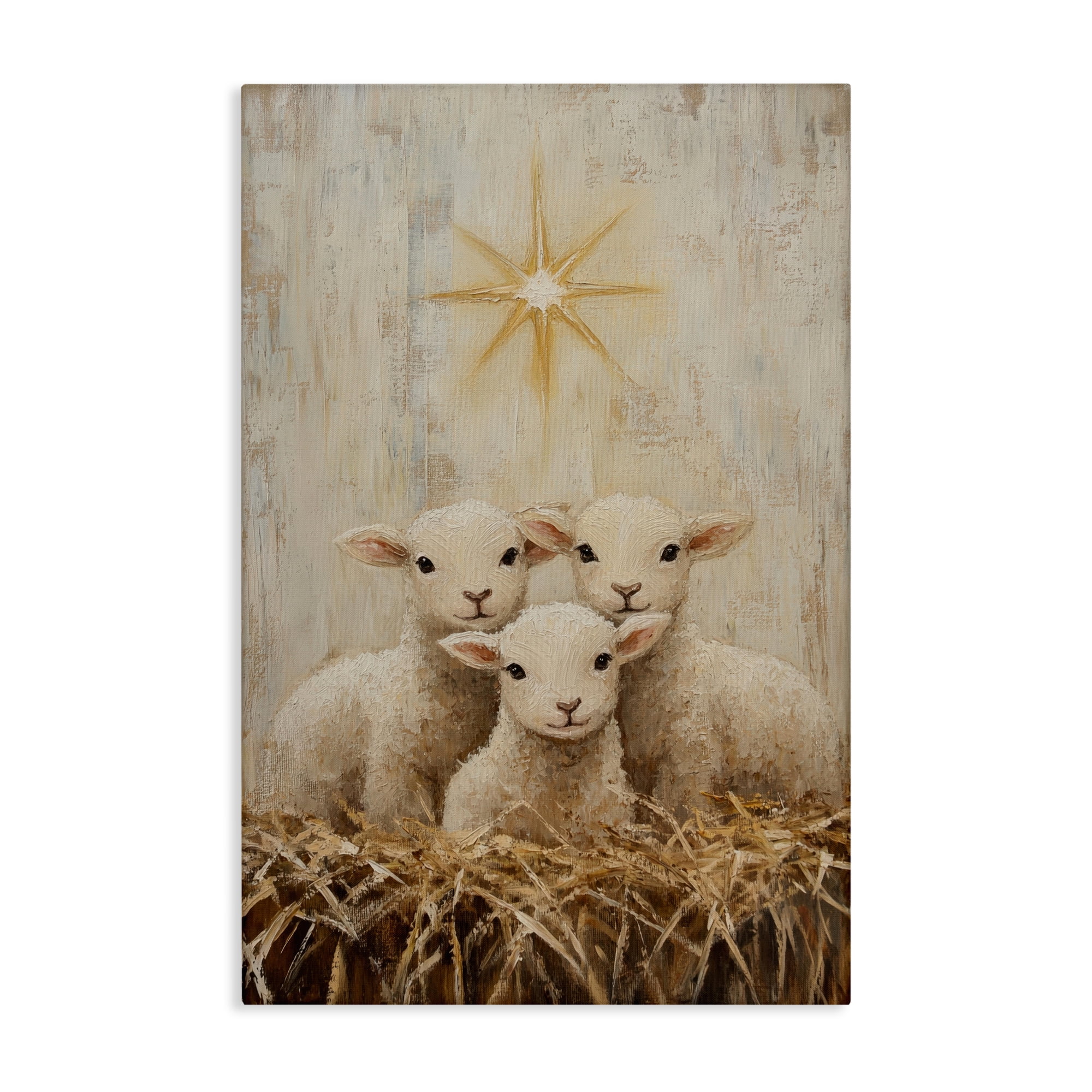Christmas Lambs Trio Canvas Wall Art, design by Petal Prints Design