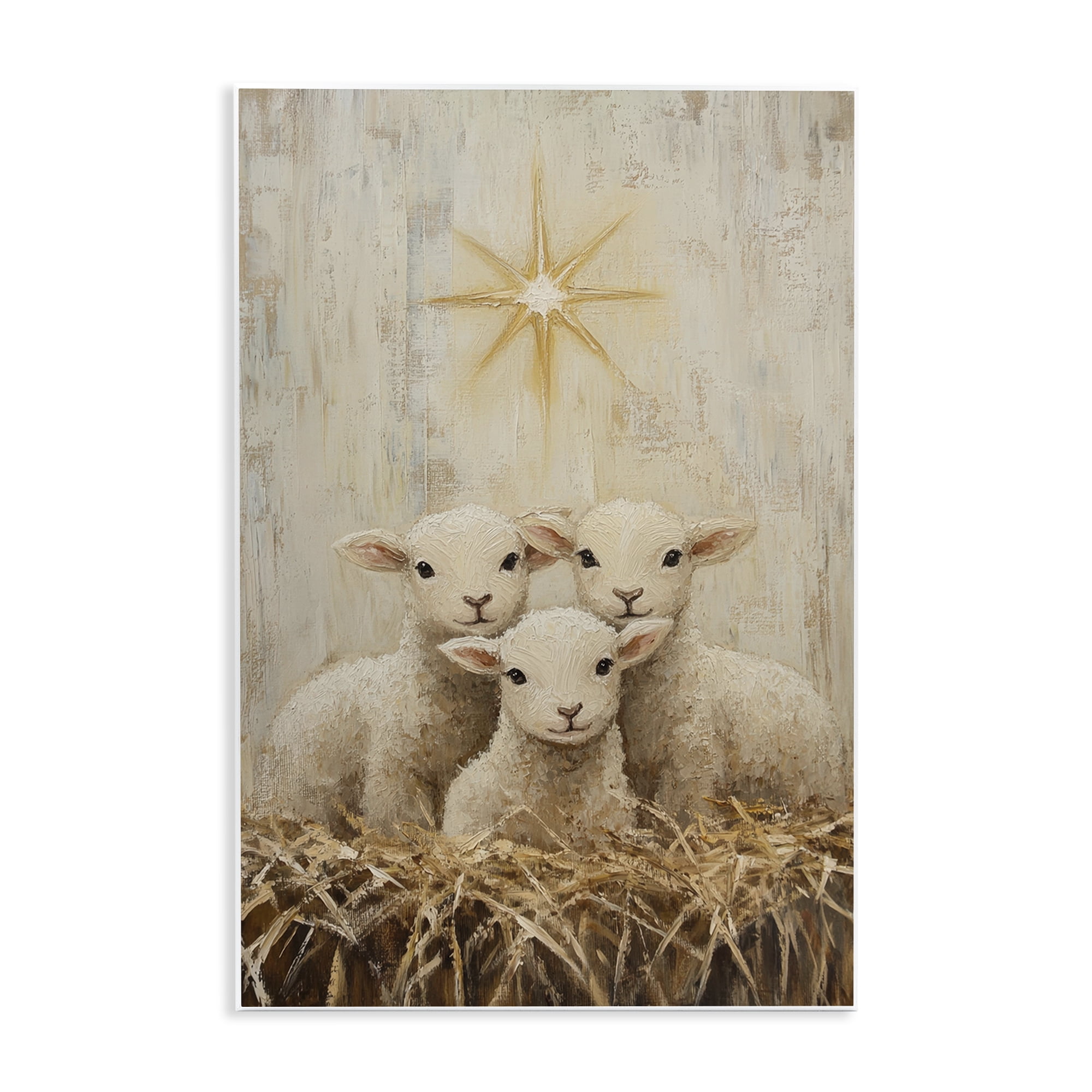 Christmas Lambs Trio Wall Plaque Art, design by Petal Prints Design