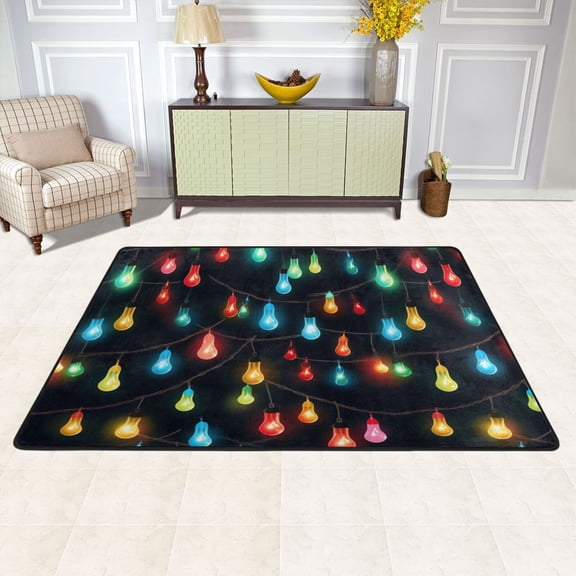 Christmas Lamp Light Post Area Rug Washable 72 x 48 Floor Carpet Mat Non Slip for Bedroom Living Room Kids Room Home Decor