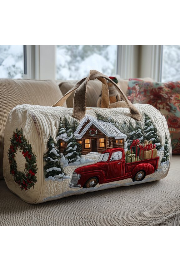 Christmas Land Quilted Duffle Bag, Quited Travel Tote Bag, Quited Weekender Travel Bag, Carry On Duffle