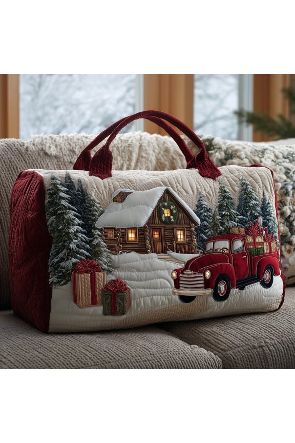 Christmas Land Quilted Duffle Bag, Quited Travel Tote Bag, Quited Weekender Travel Bag, Carry On Duffle