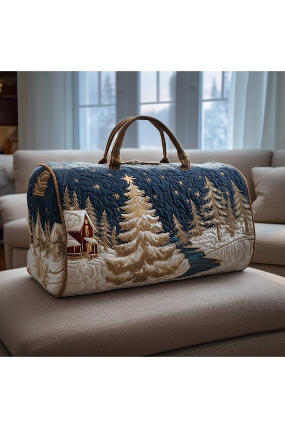 Christmas Land Quilted Duffle Bag, Quited Travel Tote Bag, Quited Weekender Travel Bag, Carry On Duffle