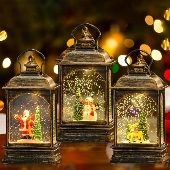 Christmas Lantern under $5! Bzdzmqm Christmas Simulation Small Oil Lamp,120ml Water-Filled Wind Lantern,Santa Claus Glowing Decoration,Festive Scene Tabletop Decor,Battery Powered Holiday Lantern