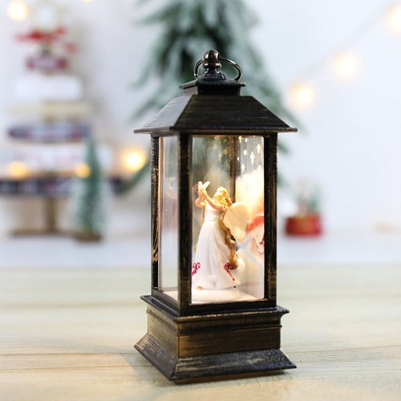 Christmas Lantern Crystal Light with Santa Claus, LED Decorative Lamp for Holiday Party, Festive Table Decor, and Gift Ideas