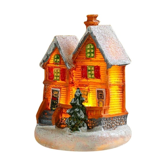 Christmas Lantern, Holiday Decoration, Colorful Small House Window Light, Battery Operated LED Tabletop Ornament for Party, Kitchen, Bookshelf, Mantle, Entryway, Office Ambiance