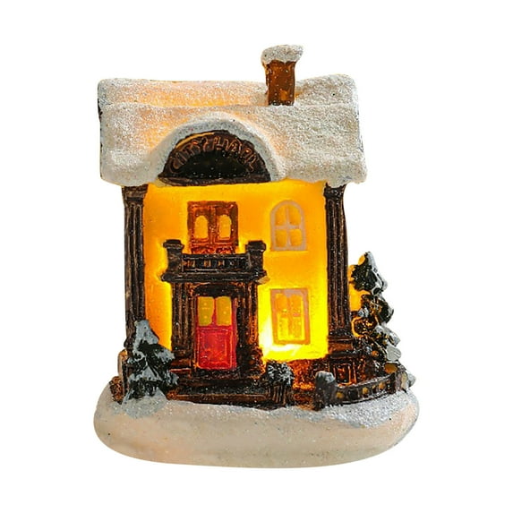 Christmas Lantern, Holiday Decoration, Colorful Small House Window Light, Battery Operated LED Tabletop Ornament for Party, Kitchen, Bookshelf, Mantle, Entryway, Office Ambiance