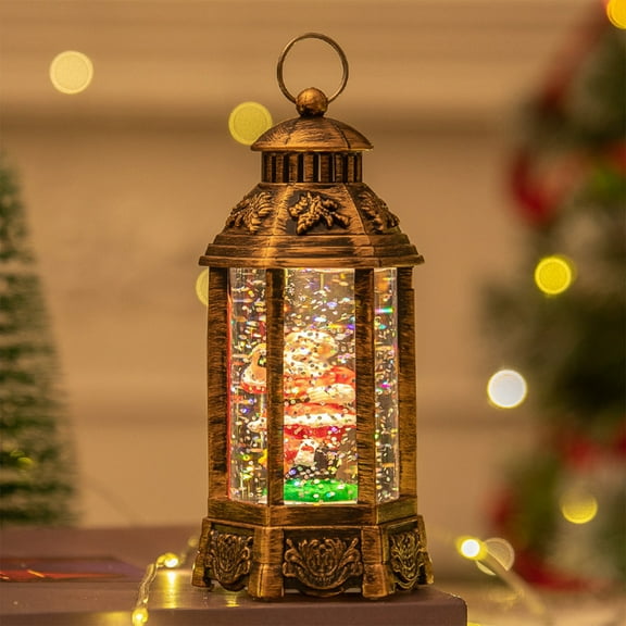 Christmas Lantern Night Light, 50ml Water Fillable Table Decor for Holiday Home Party Decoration, Indoor Safe LED Lamp(A)