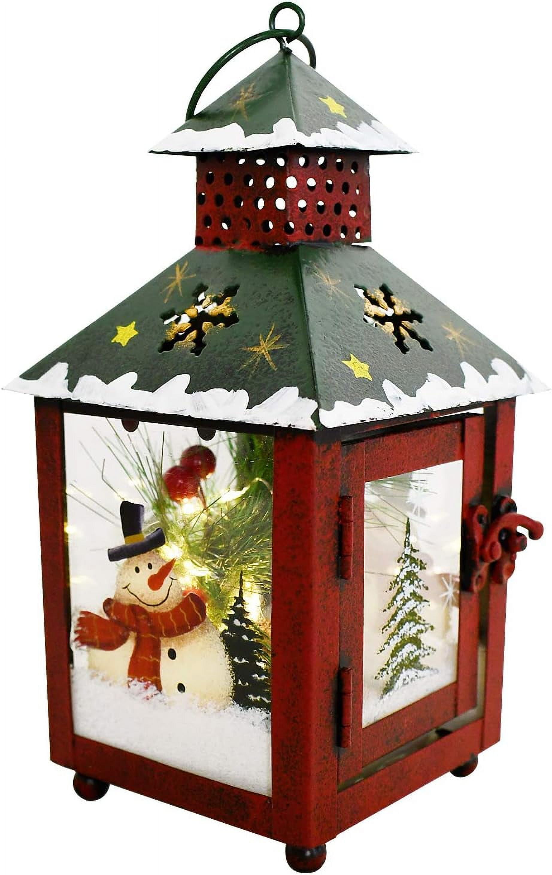 Christmas Lantern Outdoor With LED Lights Metal Christmas Lanterns
