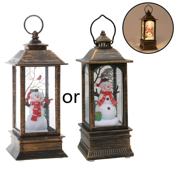 Christmas Lantern Santa-Claus/Xmas Tree/Snowman/Angel Glittering Lantern Handheld LED Night Light Oil Lamp Home Decor