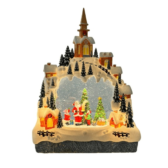 Christmas Lantern Snow Globe with Santa Projector and Music Vintage Christmas Water Glittering Snowing Globe Night Light, Snowglobe Decoration Ornaments Gifts