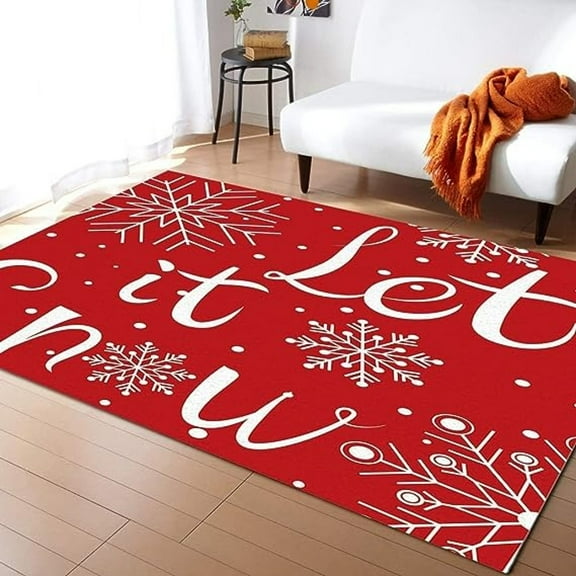 Christmas Large Area Rugs, Red Runner Rugs, Non-Slip Floor Throw Mat, Rectangle Carpet For Living Room, Bedroom, Hallway Front Entrance, Kitchen, Dining 5' x 6'
