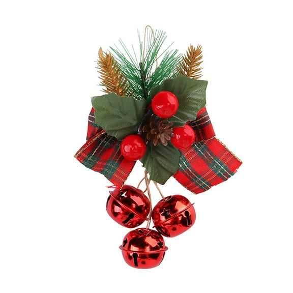 Christmas Decorations Large Ornaments with Jingle Bells Holly Berries and Pinecones Metal Durable for Tree and Door Decor