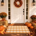 thumbnail image 1 of Christmas Large Plaid Rug Doormat, 19.6x31.5 Inches Hand-woven Orange White Plaid Rug Cotton Blend Washable Welcome Mat for Front Door Porch Home Farmhouse Indoor Outdoor Use, 1 of 6