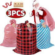Christmas Gift Bag Christmas Large Plastic Bag Jumbo Gift Bag 36*56in Santa Claus Gift Bag with Rope for Christmas Party Gifts & Supplies