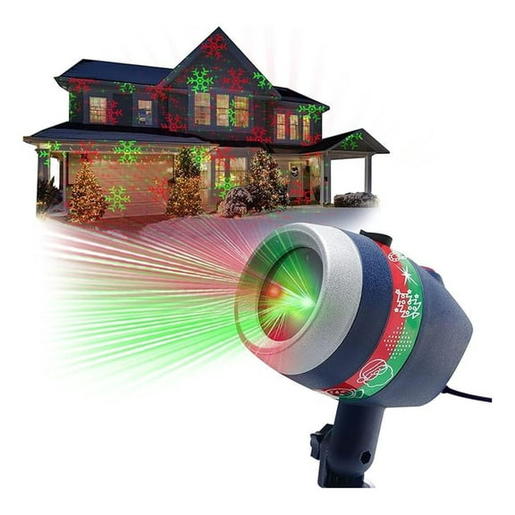 Christmas Laser Light Show - Outdoor Projector, 3200 sq ft Coverage - 8 Holiday Designs, Red/Green/Single Color Options, Lawn Stake Included