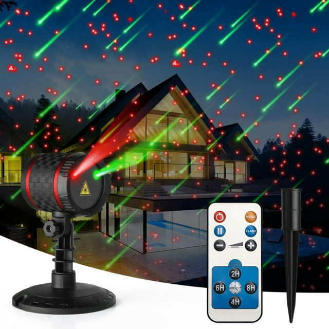 Christmas Laser Lights Meteor Shower Projector Outdoors Decoration, Waterproof Red Green