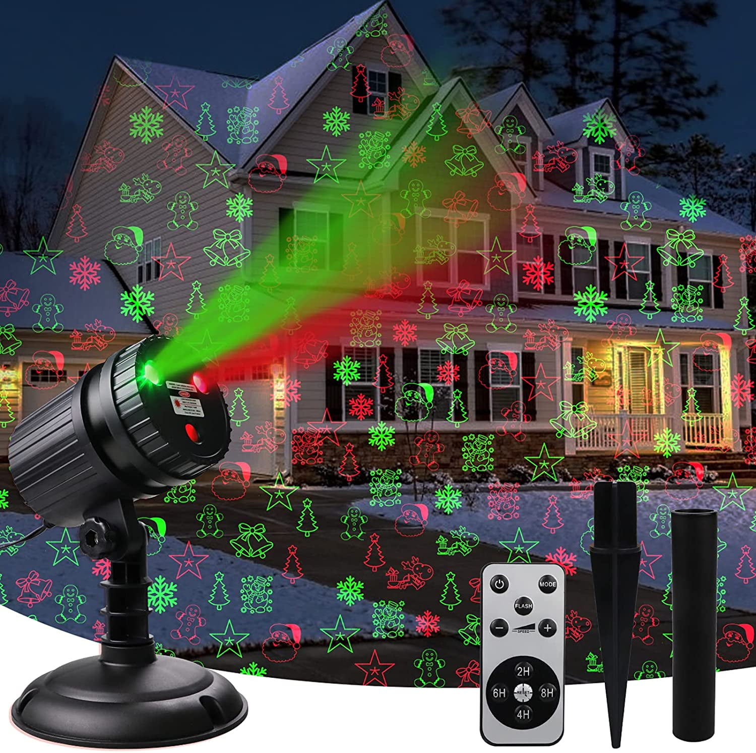 YMING Outdoor Laser Light, Christmas Projector Lights, Laser Star Light with Remote Control, Indoor Outdoor Holiday Decoration, Christmas Gift, Wedding 