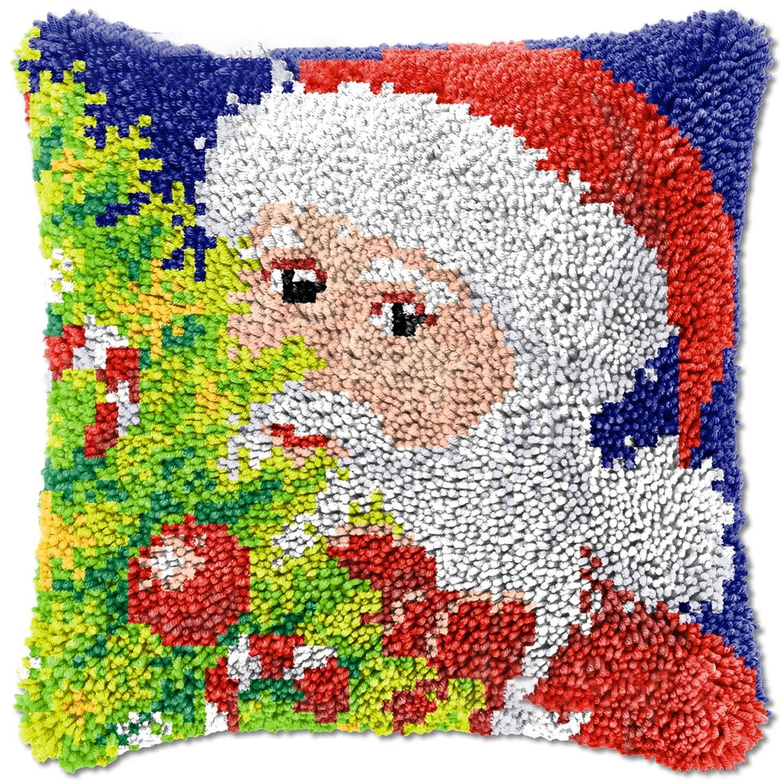 Christmas Latch Hook Pillow Kits DIY Crochet Yarn Pillow Hooking Craft Kit with Color Canvas Christmas Gnome Pattern Design for Adults Kids Xmas Gift43 × 43cm / 16.9 * 16.9 inches