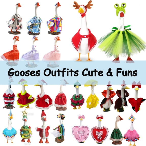 Christmas Lawn Goose Costume, 23 Inch Goose Figurine Outfit with Hat, Festive Goose Clothes for Patio and Yard Display, Seasonal Holiday Lawn Goose Outfit, Decorative Outdoor Goose Costume, HAODEJW