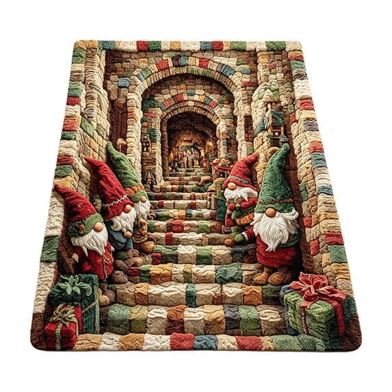 Christmas Layered Illusion Area Rug with Dimensional Scene Design, Soft ...