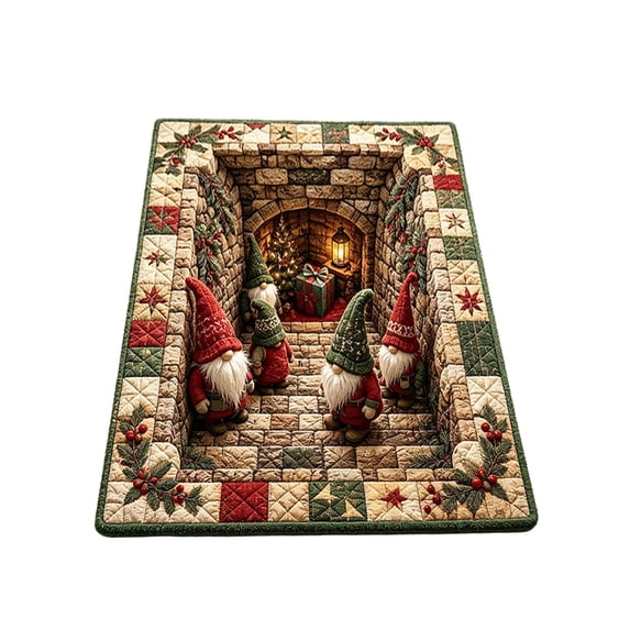 Christmas Layered Illusion Area Rug with Dimensional Scene Design, Soft ...