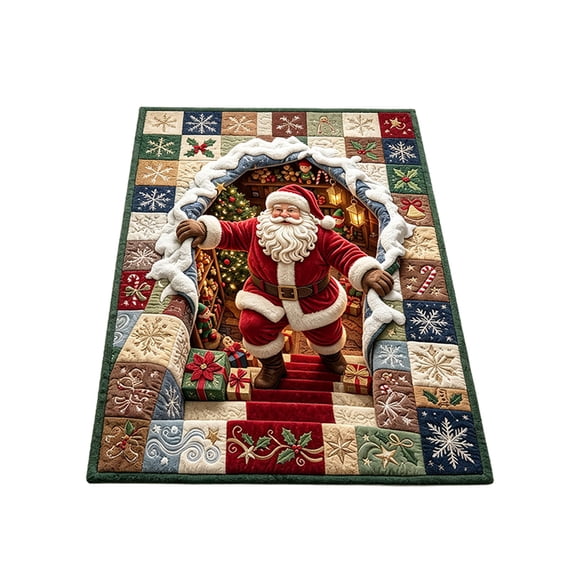 Christmas Layered Illusion Area Rug with Dimensional Scene Design, Soft ...