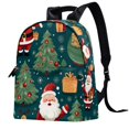 Christmas Leather Canvas Backpack with Adjustable Shoulder Straps for