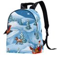 Christmas Leather Laptop Backpack with Adjustable Shoulder Straps