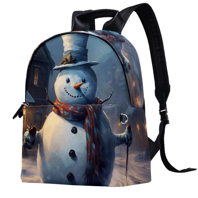 Christmas Leather Laptop Bookbag Large Backpack Cute Bag, Lightweight