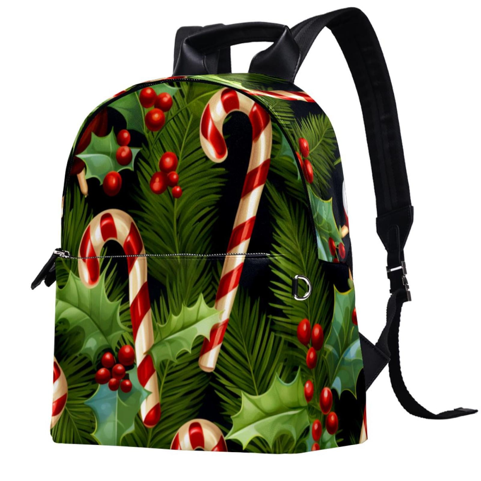 Christmas Leather School Backpack Laptop Bookbag Kids Lightweight Large