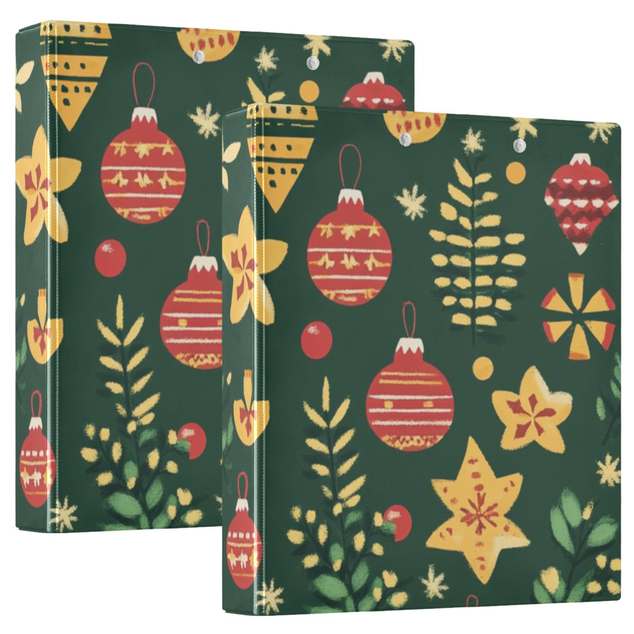 Christmas Leaves 3 Ring Binders 1.5 inch Hardcover File Folders with Interior Pockets A4 Size Organizer for School Office Hospital