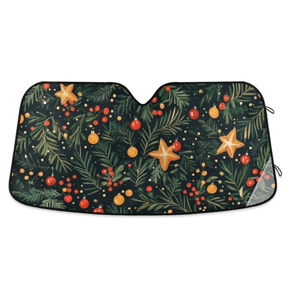 Christmas Leaves Stars Car Windshield Sun Shade Reflector Sunshade Foldable for Front Keeps Vehicle Cool