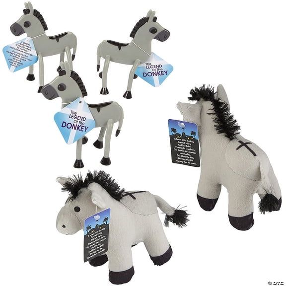 Christmas Legend of the Donkey Stuffed Toy & Bendables Set - 48 Pieces
