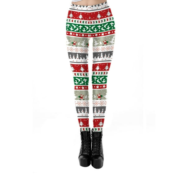 Christmas Leggings Printed Party Holiday Leggings Stretchy Ankle Length Skinny Tights Yoga Pants