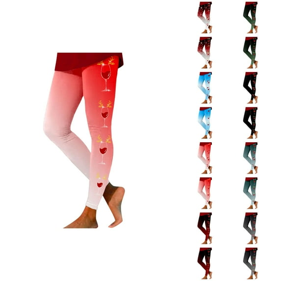 Christmas Leggings for Women 2025 Casual Festive Graphic High Waisted Yoga Pants Holiday Tights