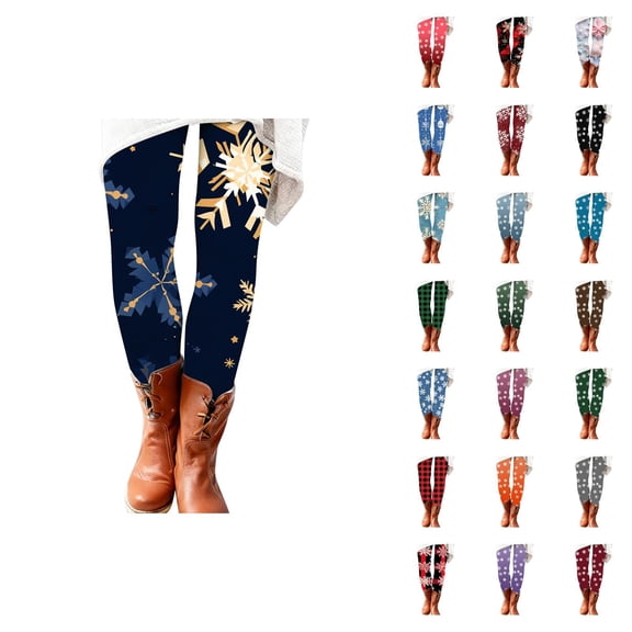 Christmas Leggings for Women 2025 Snowflake Plaid Graphic High Waisted Yoga Pants Legging Tights