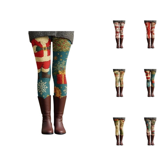 Christmas Leggings for Women Elastic High Waist Festive Print Soft Stretch Tight Pants Workout Yoga Pants