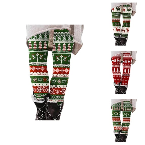 Christmas Leggings for Women Elastic High Waist Festive Print Tight Pants Workout Yoga Pants Holiday Leggings