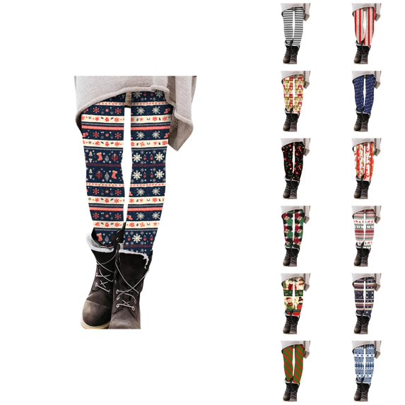 Christmas Leggings for Women Elastic High Waist Slim Fit Workout Yoga Pants Festive Print Holiday Leggings