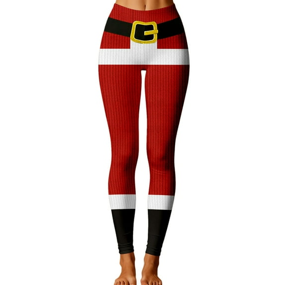 Christmas Leggings for Women High Waisted Santa Claus Print Ankle Length Seasonal Printed Leggings Soft Brushed Pants